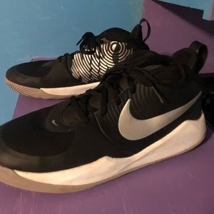 High top slightly used Nikes youth size 7 black and white